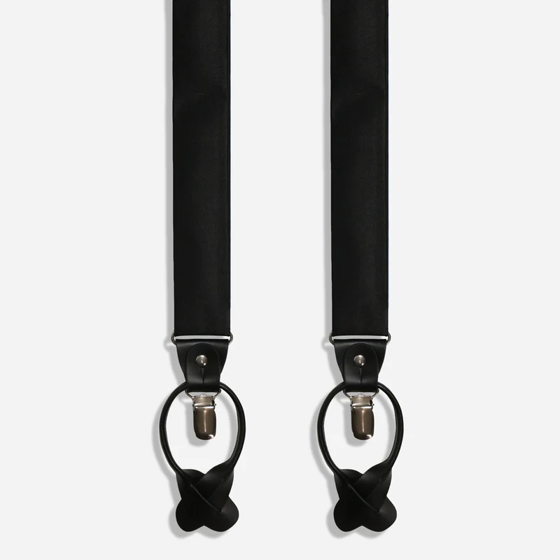 Solid Satin Black Convertible Suspender