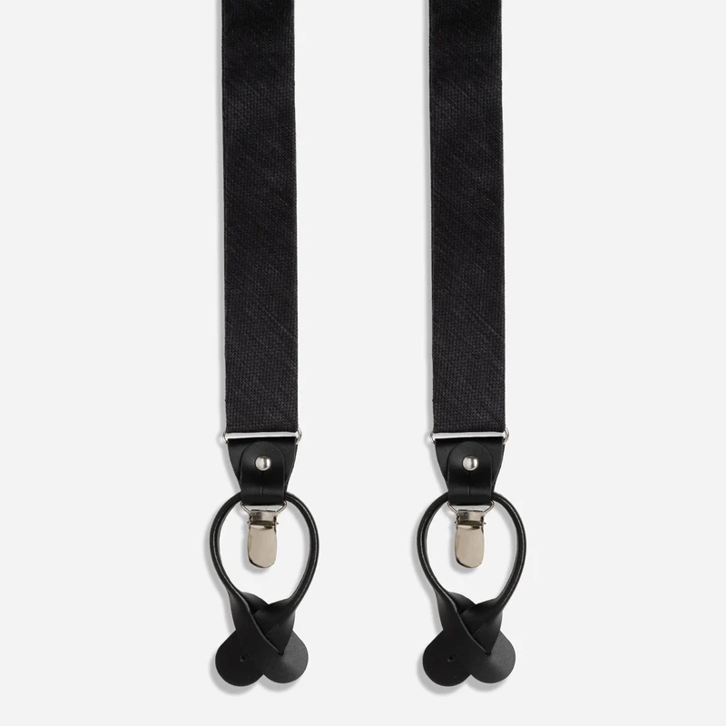 Festival Textured Solid Black Convertible Suspender