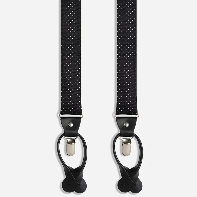 Mini Dots Black Convertible Suspender
