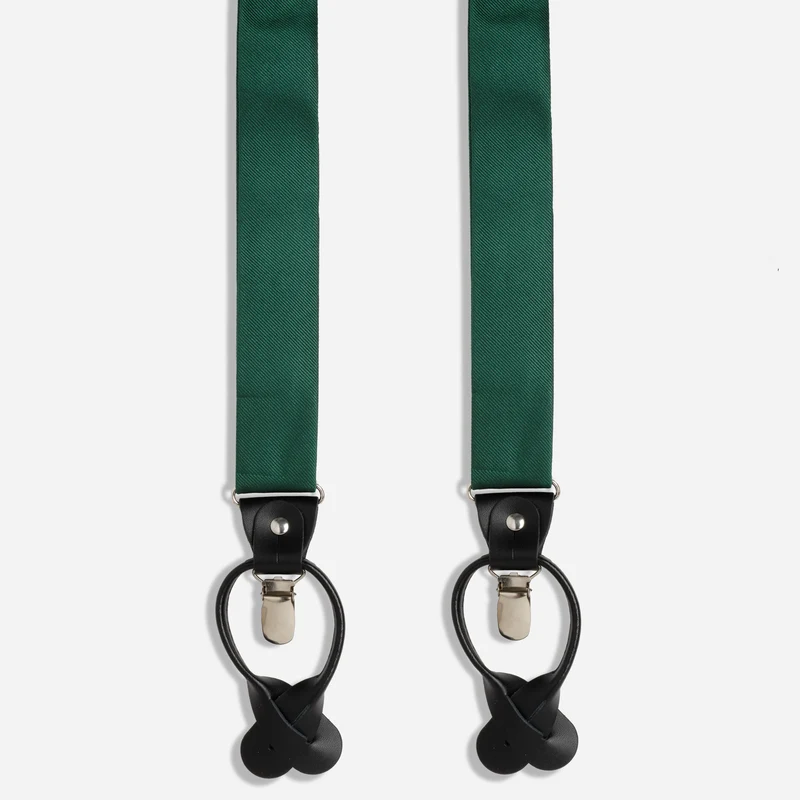 Grosgrain Solid Hunter Green Convertible Suspender