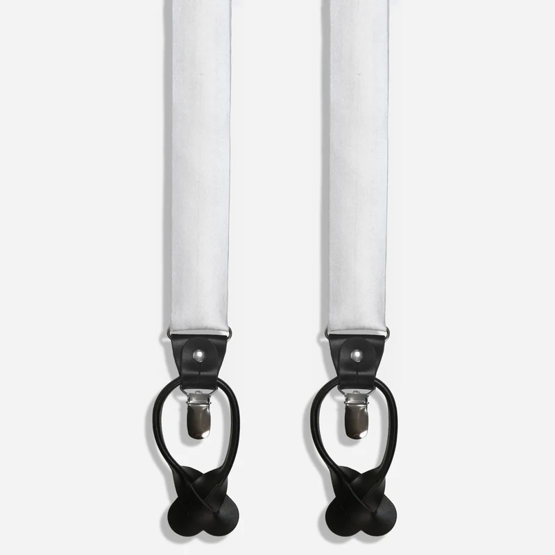 Solid Satin White Convertible Suspender