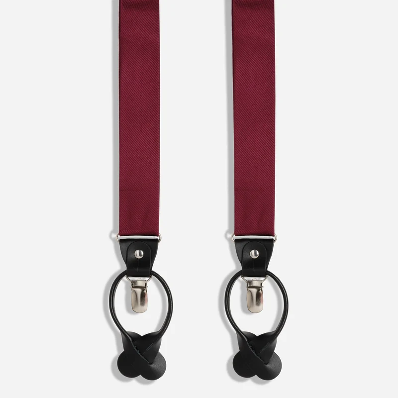 Grosgrain Solid Burgundy Convertible Suspender