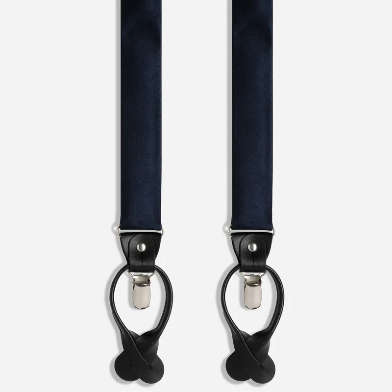 Solid Satin Navy Convertible Suspender