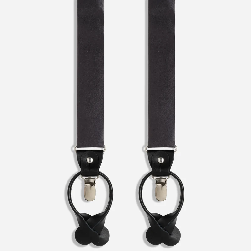 Solid Satin Charcoal Convertible Suspender