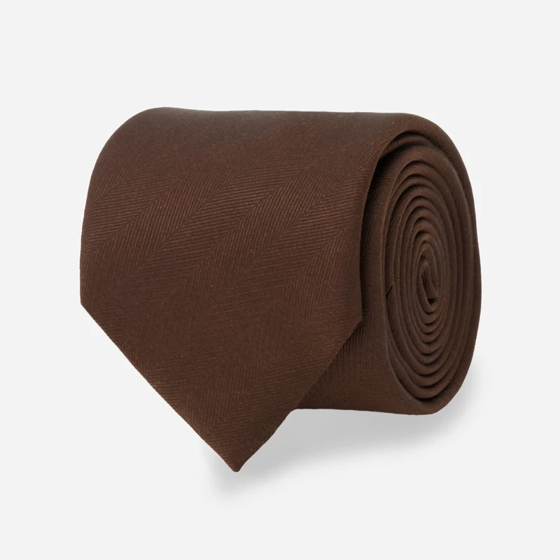 Herringbone Vow Chocolate Brown Tie