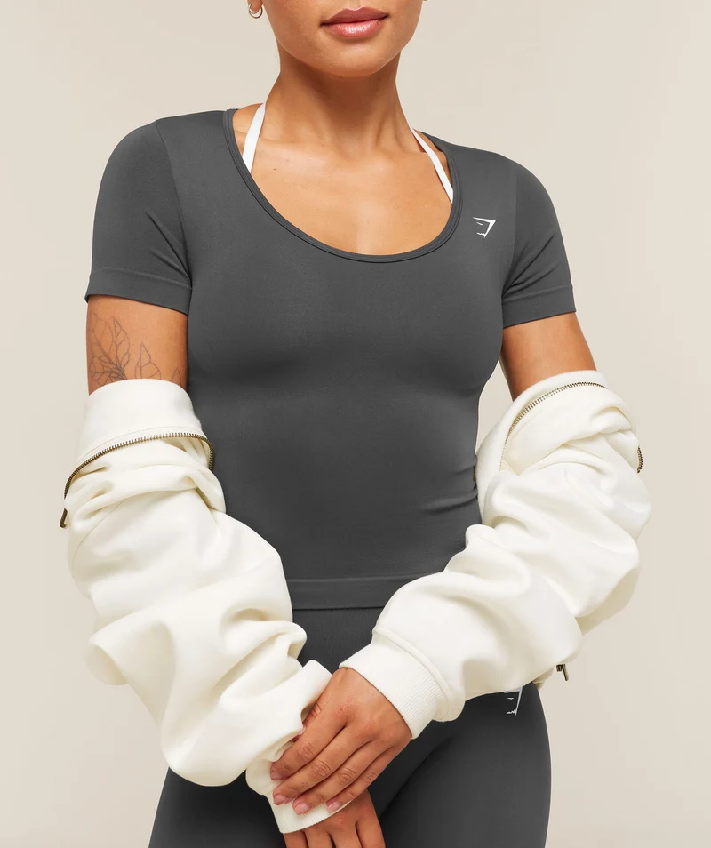 Gymshark Everyday Seamless Tight Fit Crew Neck Tee - Onyx Grey