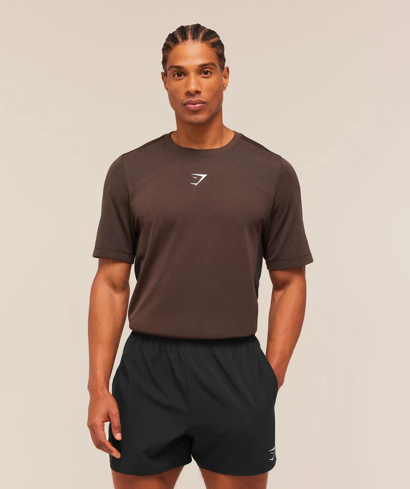 Gymshark Lightweight Seamless T-Shirt - Espresso Brown/Marl