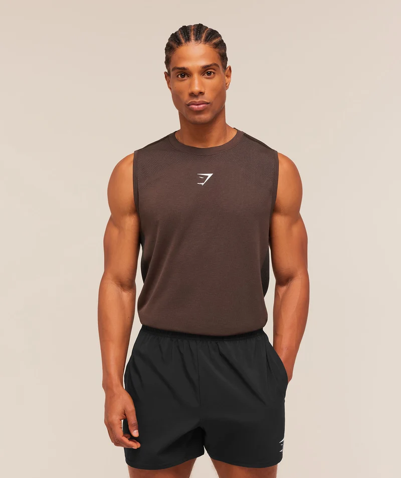 Gymshark Lightweight Seamless Tank - Espresso Brown/Marl