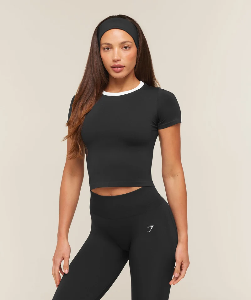 Gymshark Everyday Seamless Contrast T-Shirt - Black