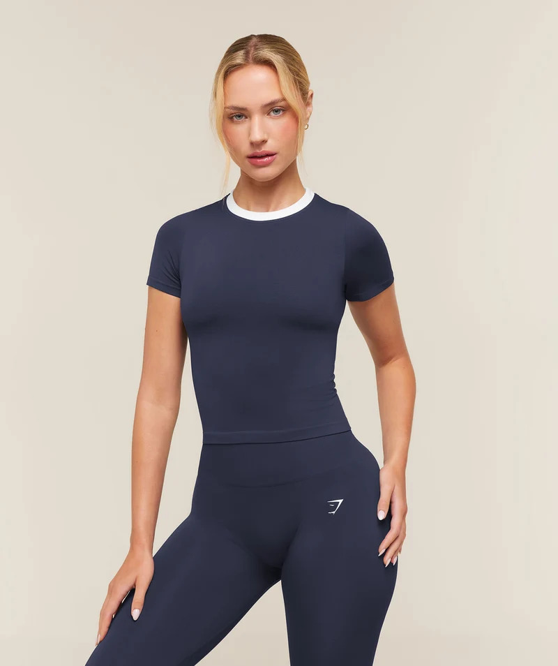 Gymshark Everyday Seamless Contrast T-Shirt - Heavy Blue