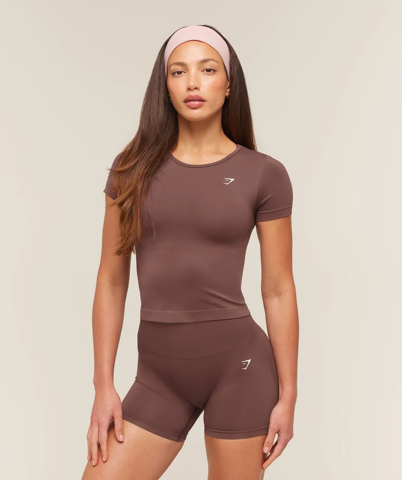 Gymshark Everyday Seamless Short Sleeve Top - Espresso Brown