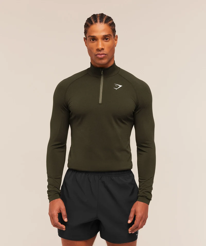 Gymshark Vital Seamless 1/4 Zip - Strength Green/Canvas Green
