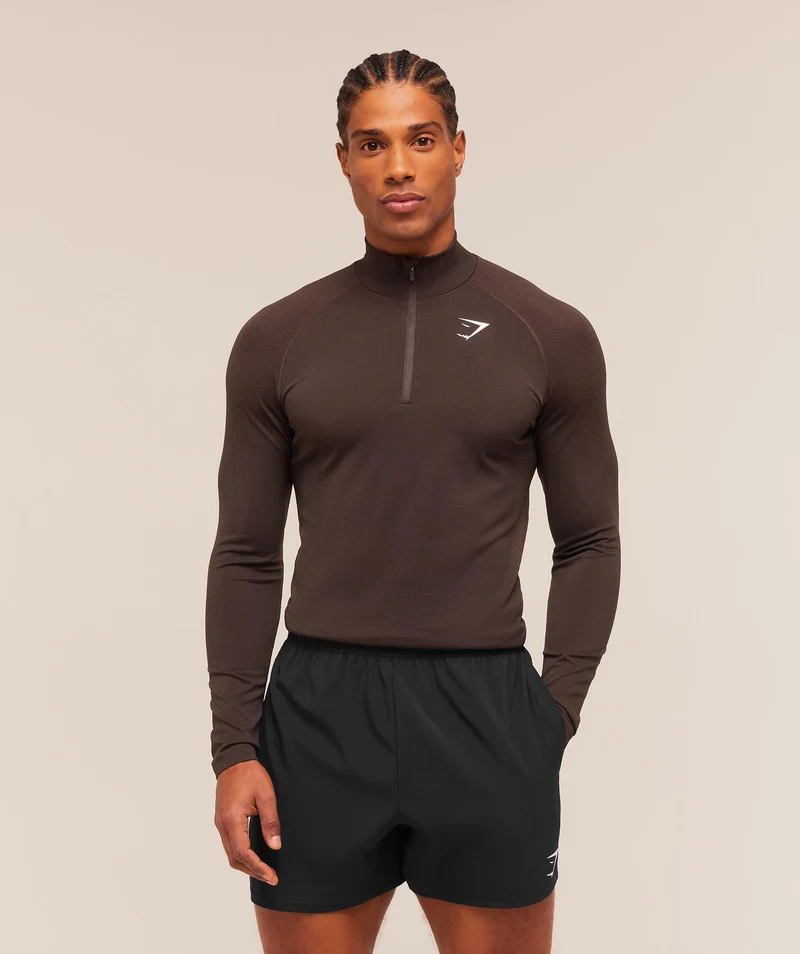 Gymshark Vital Seamless 1/4 Zip - Walnut Brown/Espresso Brown