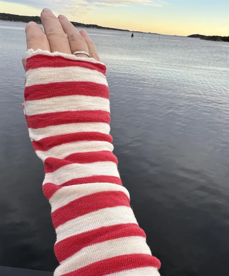 Pulsvarmere Raw white/Coral (brede striper)