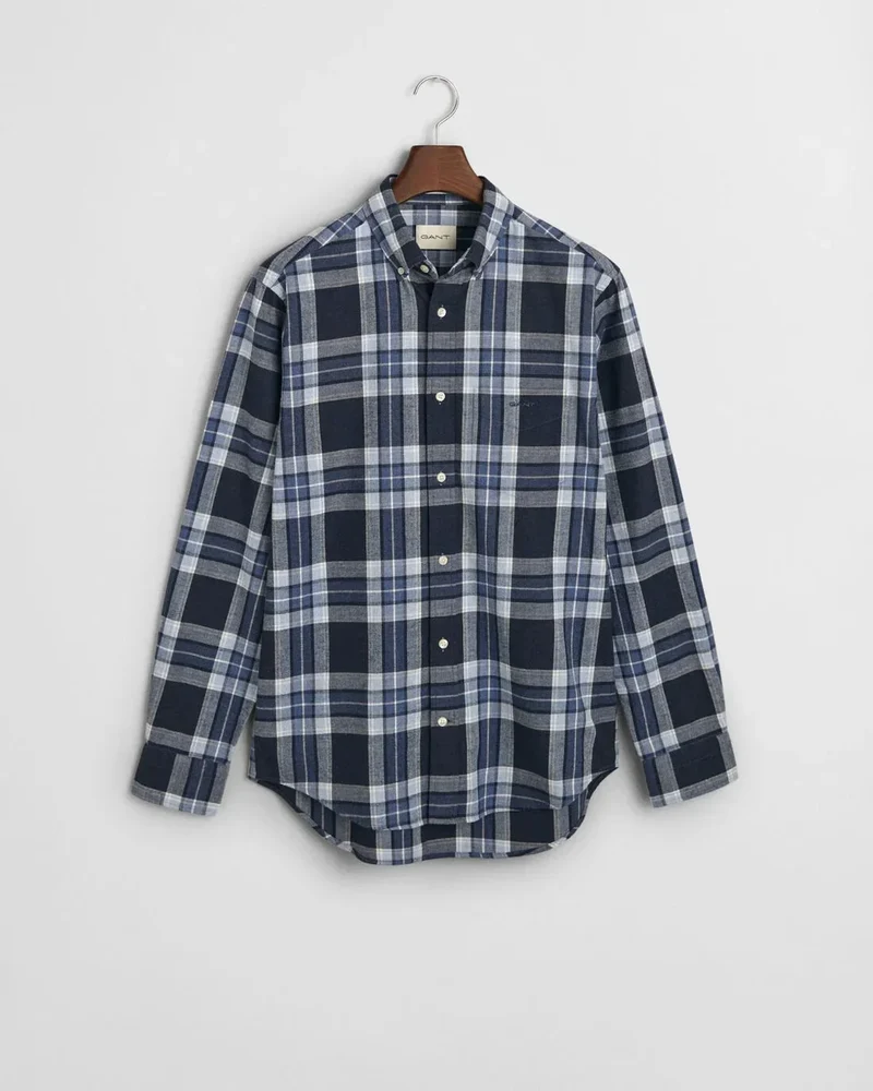 REG TARTAN MELANGE CHECK SHIRT - 433 EVENING BLUE