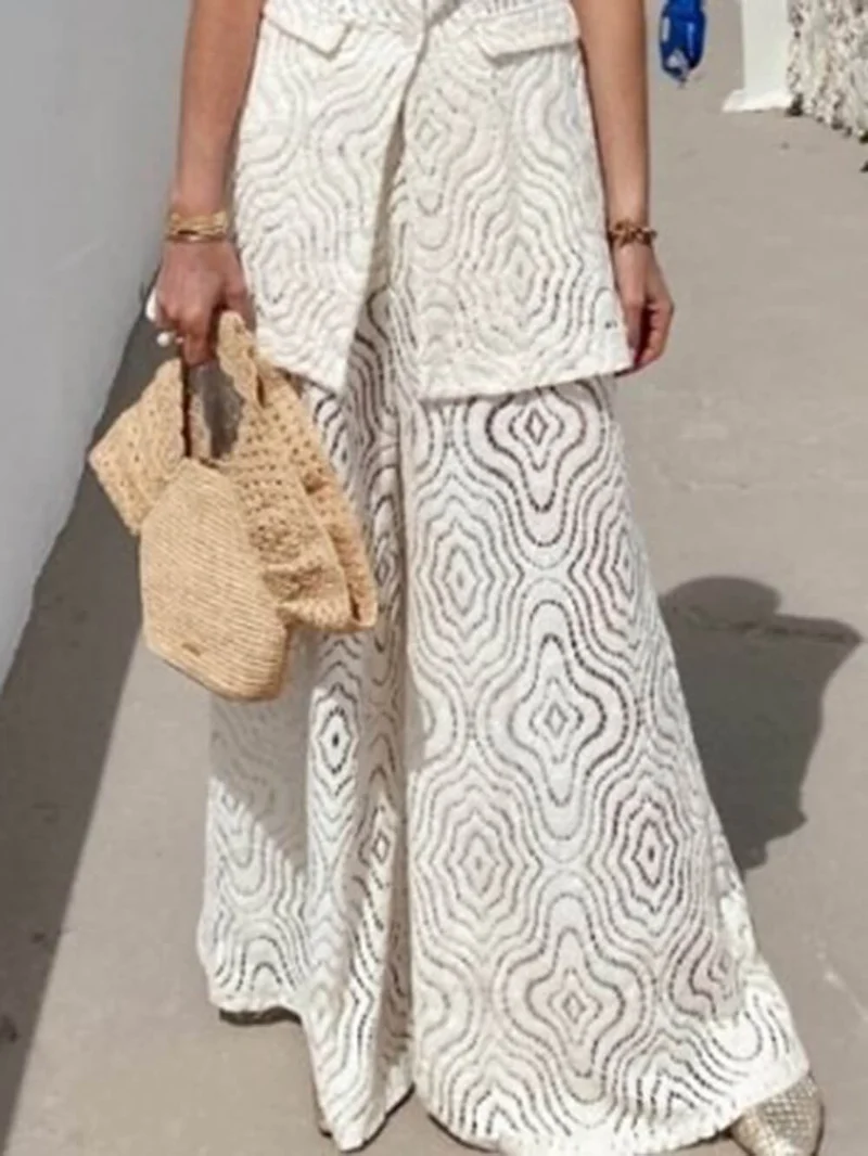 Boho Grace Crochet Lace Flare Pants
