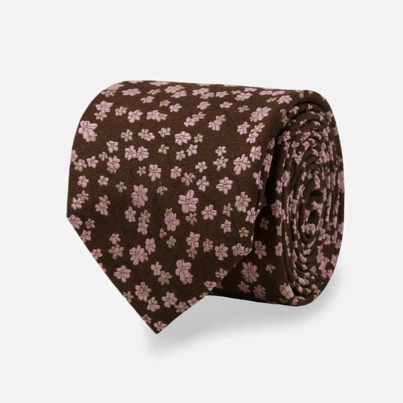 Free Fall Floral Chocolate Brown Tie