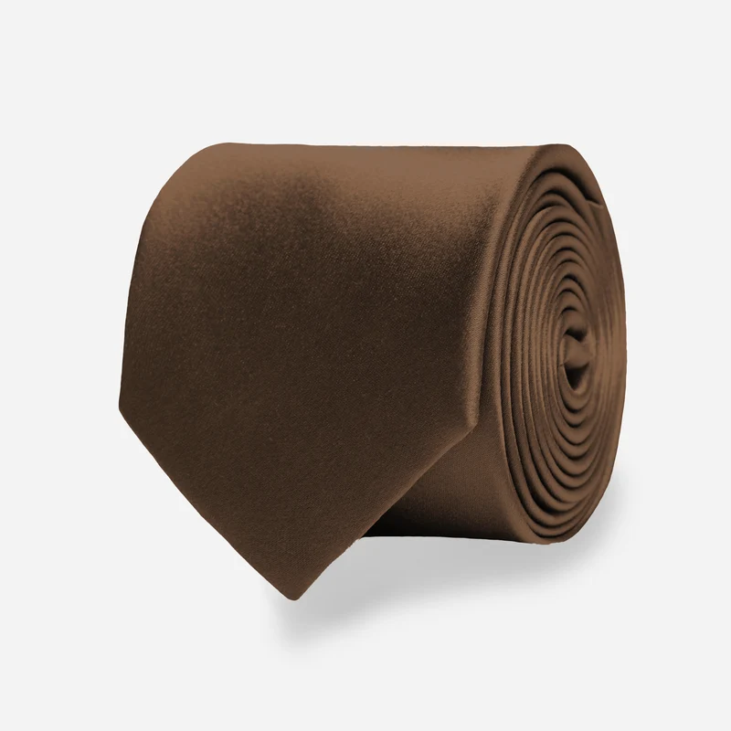 Solid Satin Chocolate Brown Tie