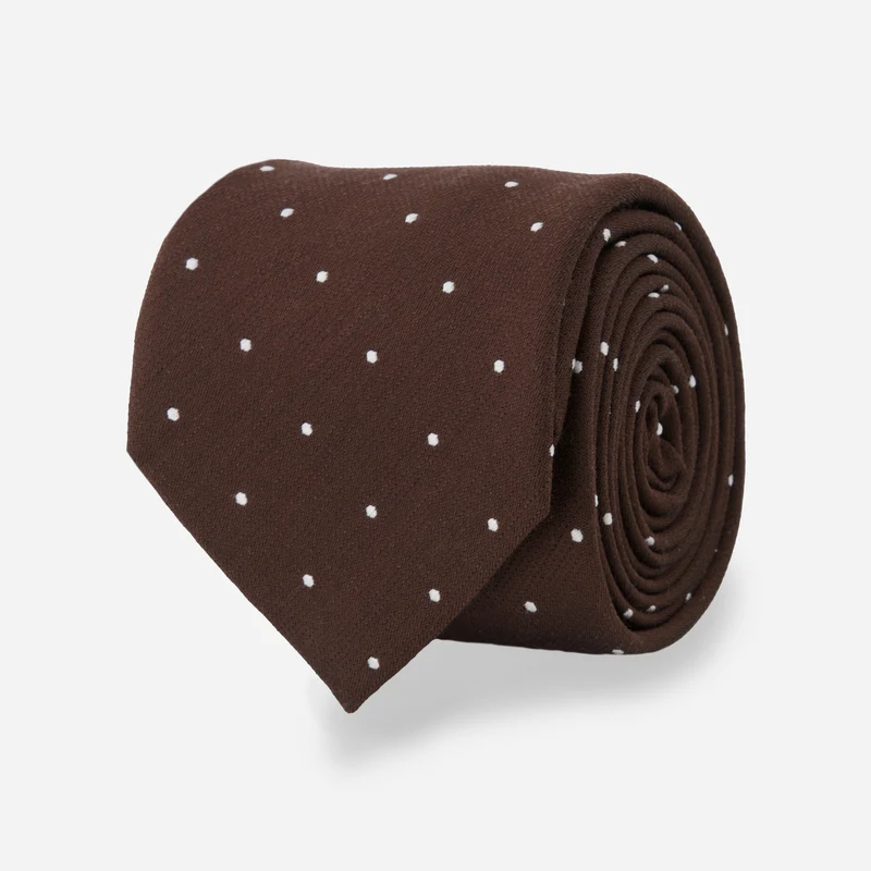 Dotted Report Chocolate Brown Tie
