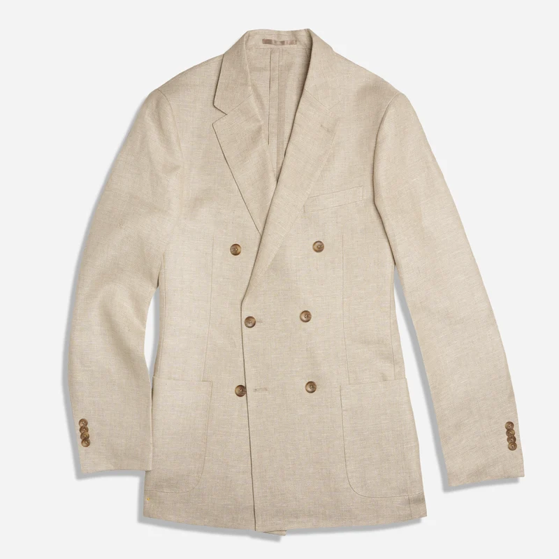 The Dearborn Linen Oatmeal Double Breasted Jacket