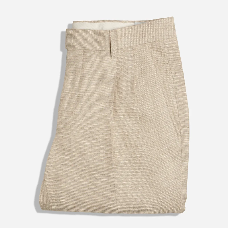 The Dearborn Linen Oatmeal Pleated Pant
