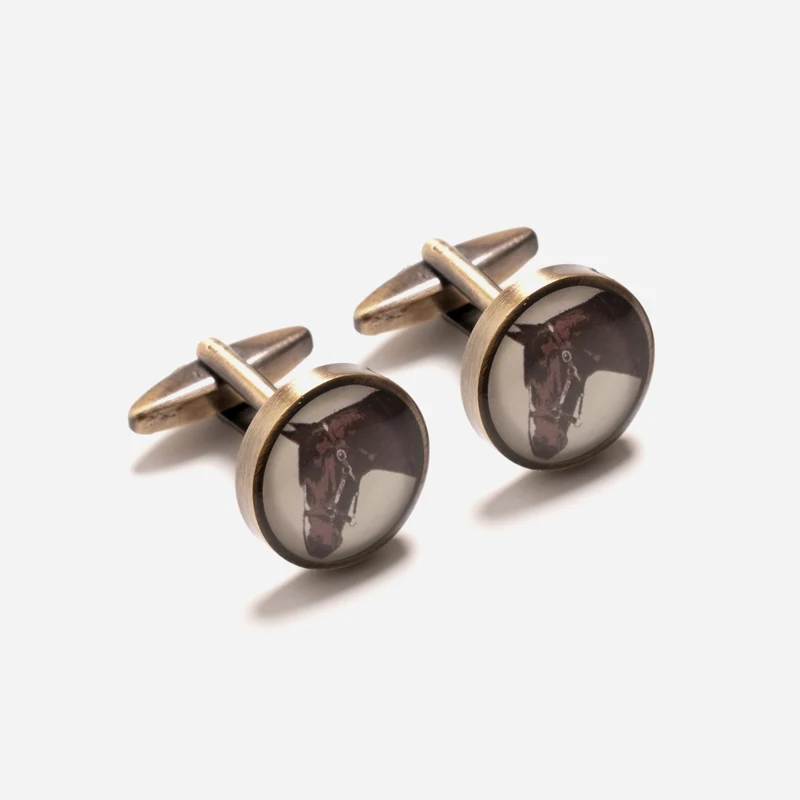 Thoroughbred Antique Brass Cufflinks