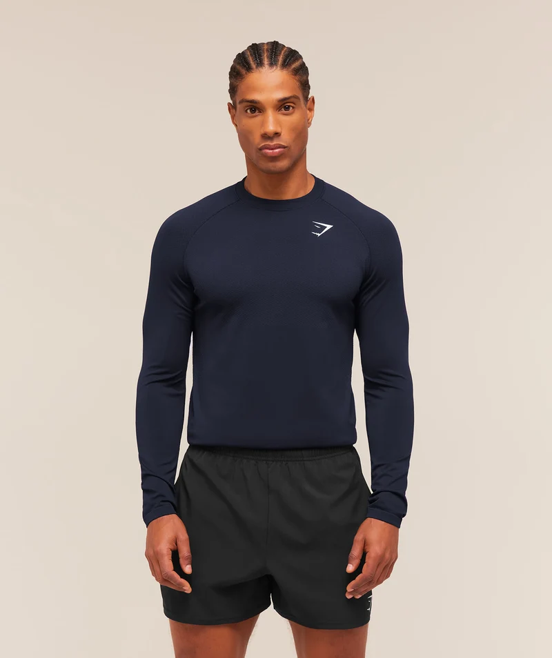 Gymshark Vital Seamless Long Sleeve T-Shirt - Navy/Heavy Blue