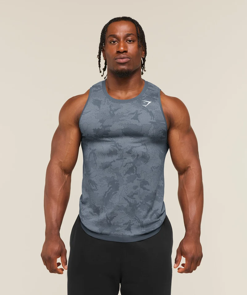 Gymshark Geo Seamless Tank - Shadow Blue/Tranquil Blue