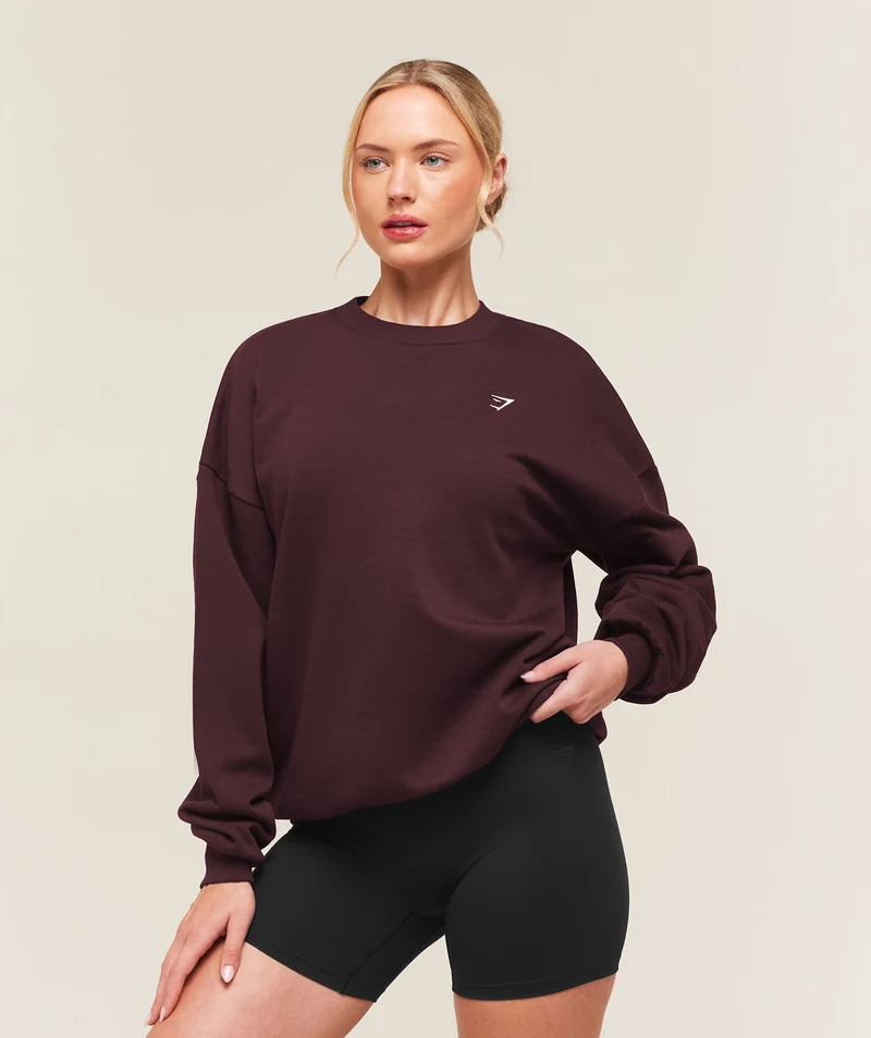 Gymshark Training Oversized Fleece Sweatshirt - Cherry Purple