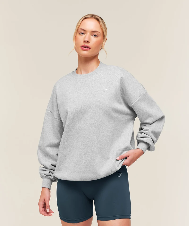 Gymshark Training Oversized Fleece Sweatshirt - Light Grey Core Marl