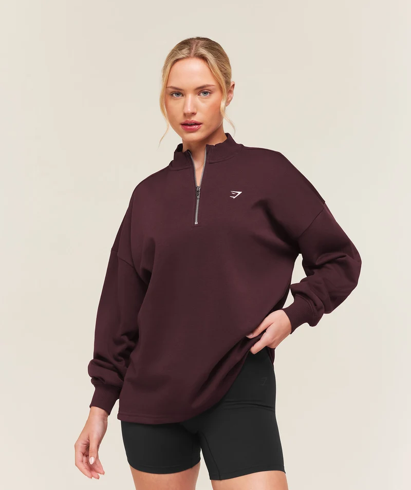 Gymshark Training Oversized 1/4 Zip - Cherry Purple