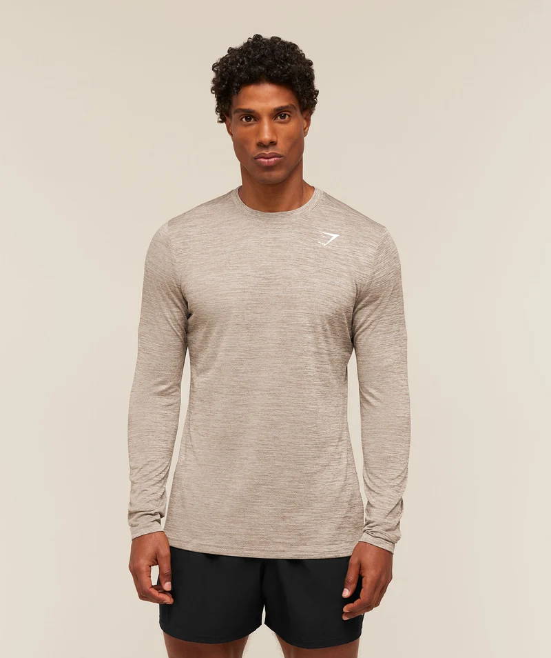 Gymshark Arrival Long Sleeve T-Shirt - Chalk Beige/Lifestyle Brown