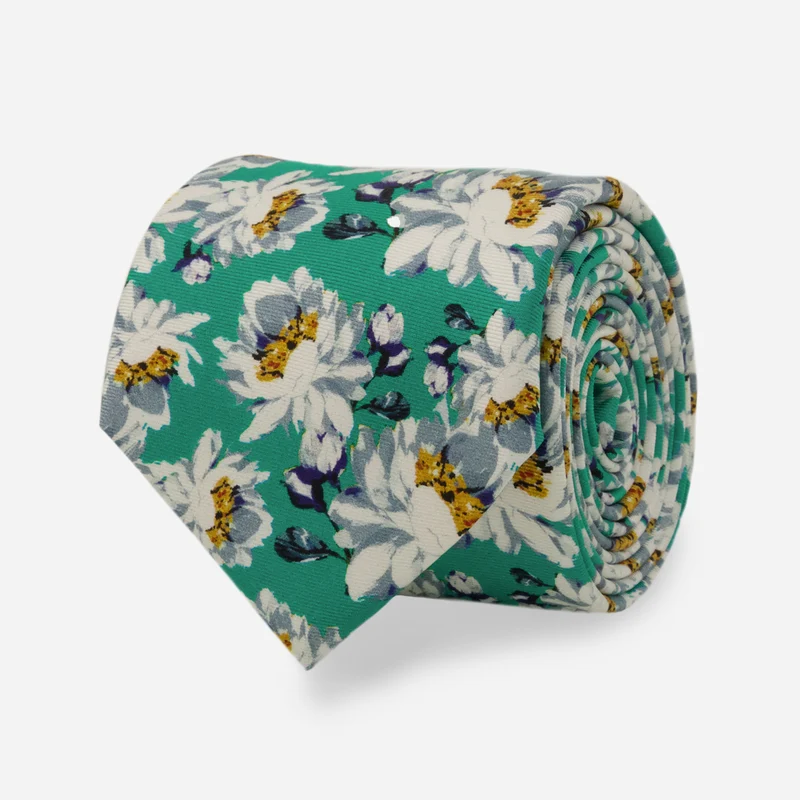 Camellia Floral Hunter Green Tie
