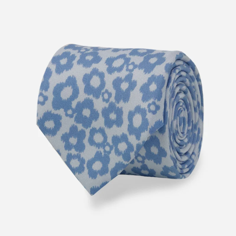 Feline Floral Light Blue Tie