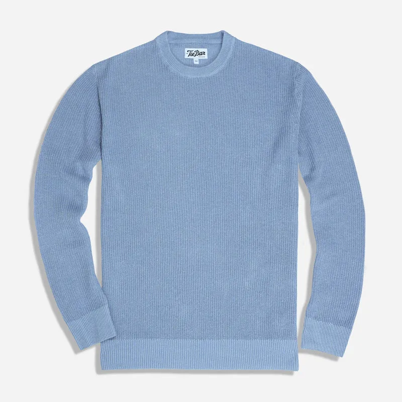Wabash Linen Washed Blue Crewneck Sweater