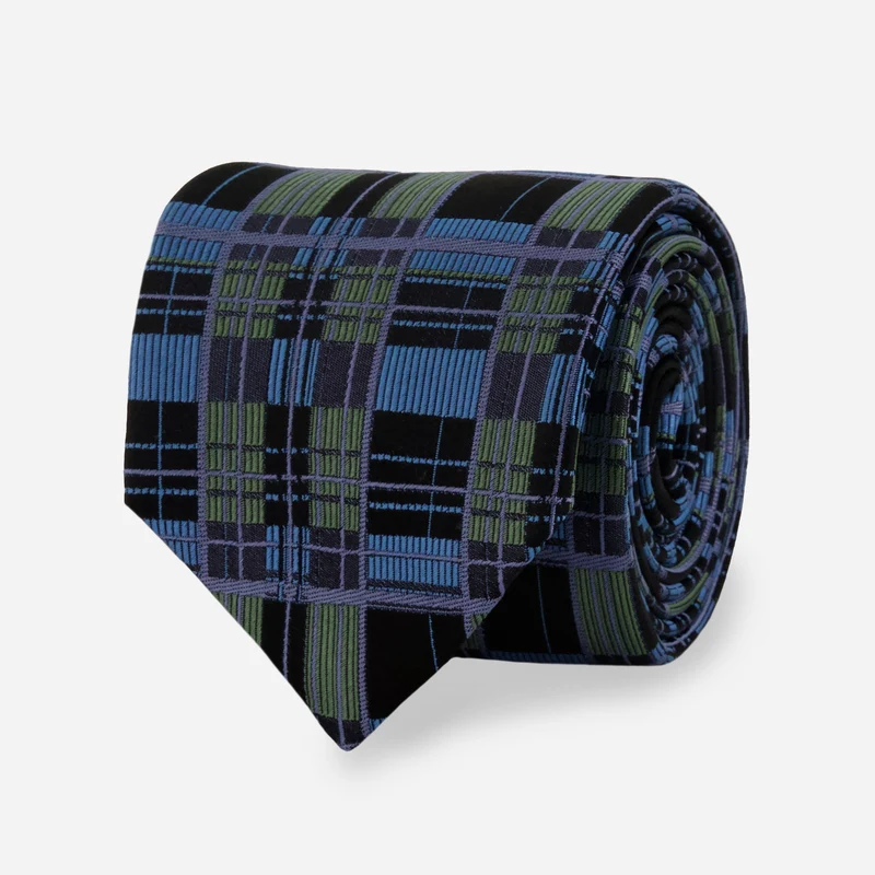 Wolfum x The Tie Bar Wallis Plaid Blue Tie