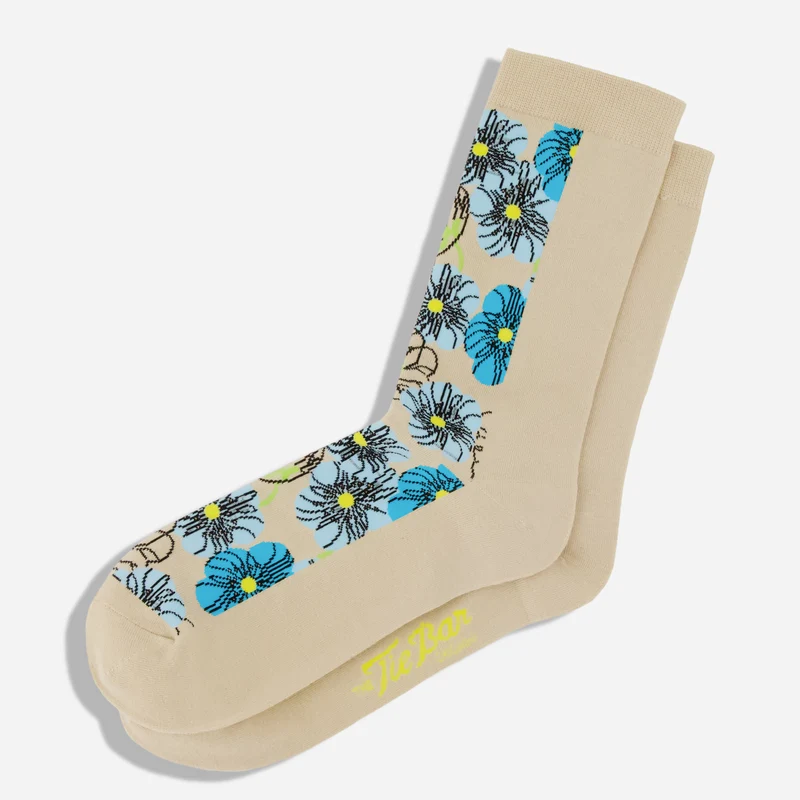 Wolfum x The Tie Bar Alice Floral Sand Dress Socks