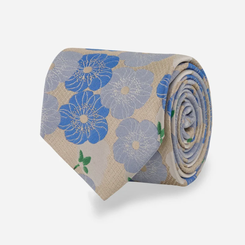 Wolfum x The Tie Bar Alice Floral Powder Blue Tie