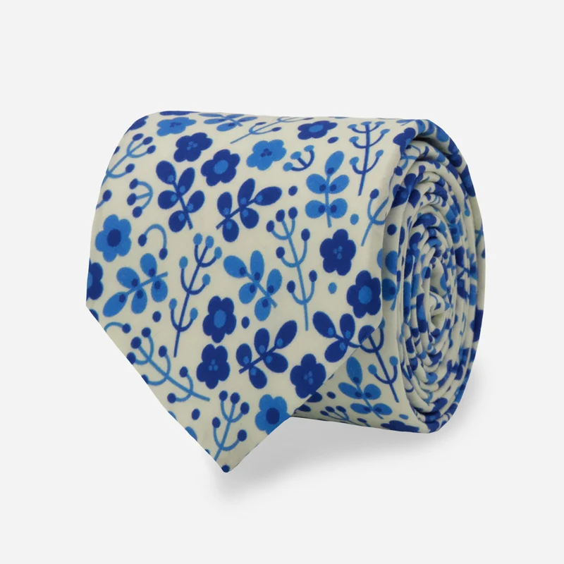 Kate Lower x The Tie Bar Flower Bed Azure Blue Tie