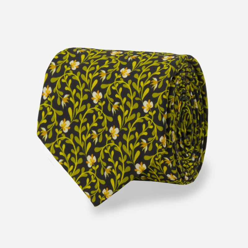 Kate Lower x The Tie Bar Vines Floral Black Tie