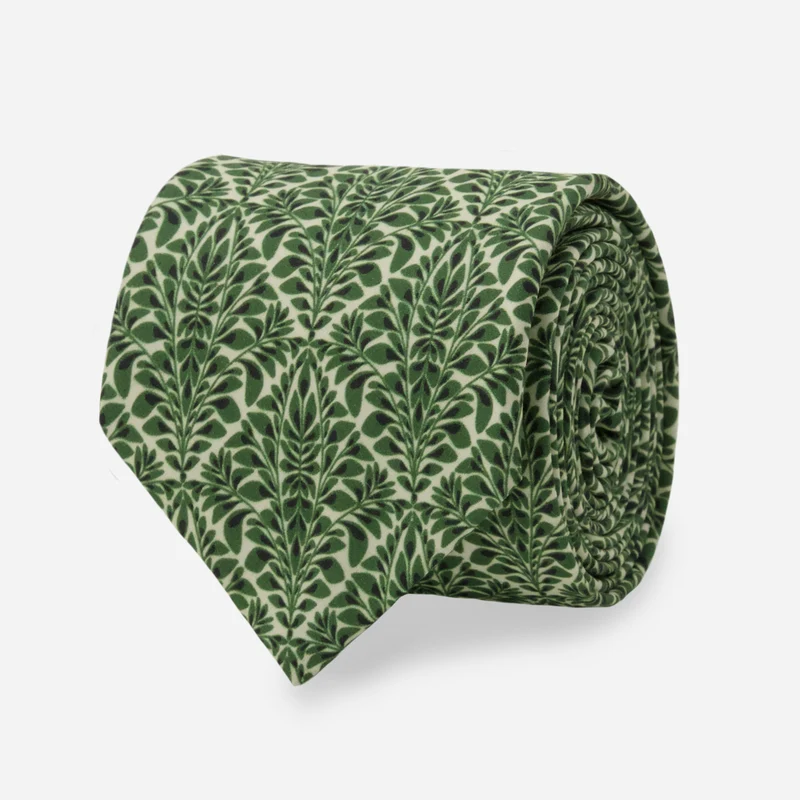 Kate Lower x The Tie Bar Leaf Diamond Basil Tie
