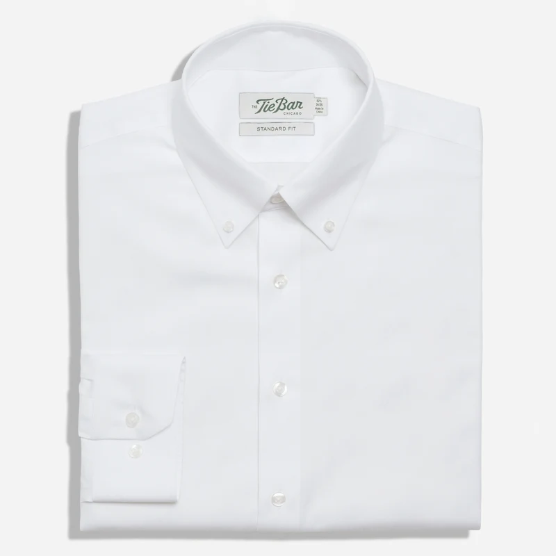Pinpoint Solid - Button-Down Collar White Non-Iron Dress Shirt