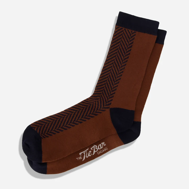 Diversey Herringbone Walnut Brown Dress Socks