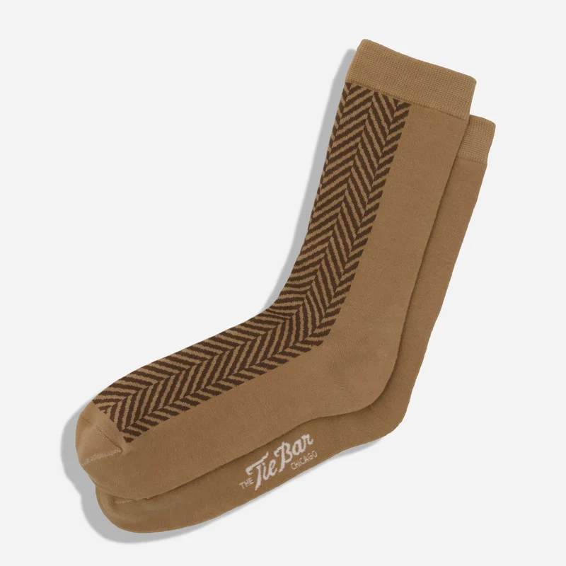 Diversey Herringbone Latte Dress Socks