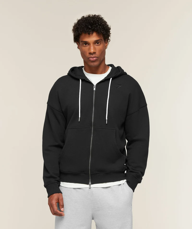 Gymshark Campus Crest Zip Through Hoodie - Black