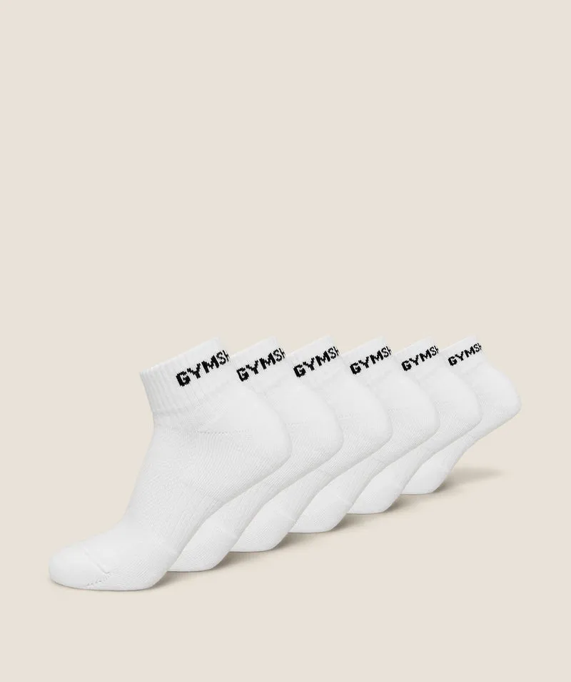 Gymshark Quarter Sock 6pk - White