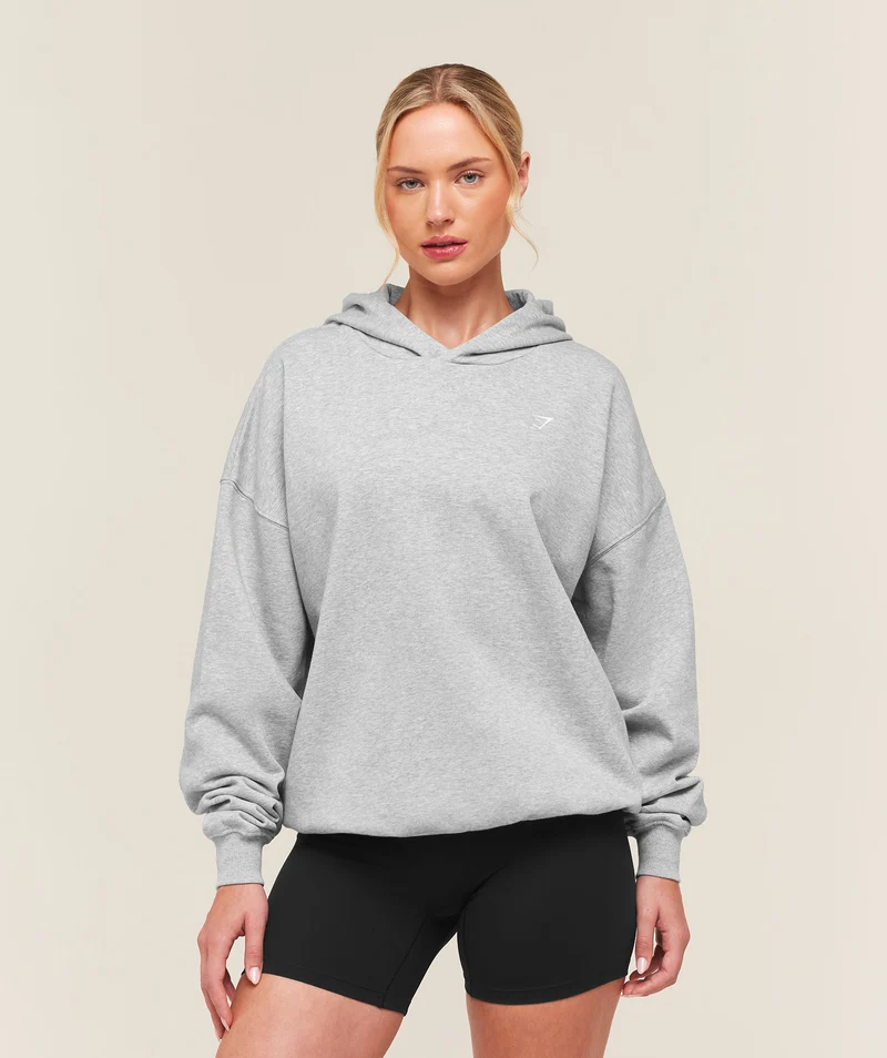 Gymshark Training Oversized Fleece Hoodie - Light Grey Core Marl
