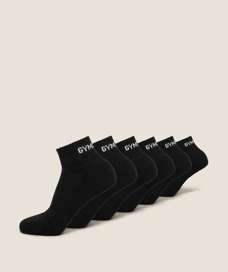 Gymshark Quarter Sock 6pk - Black