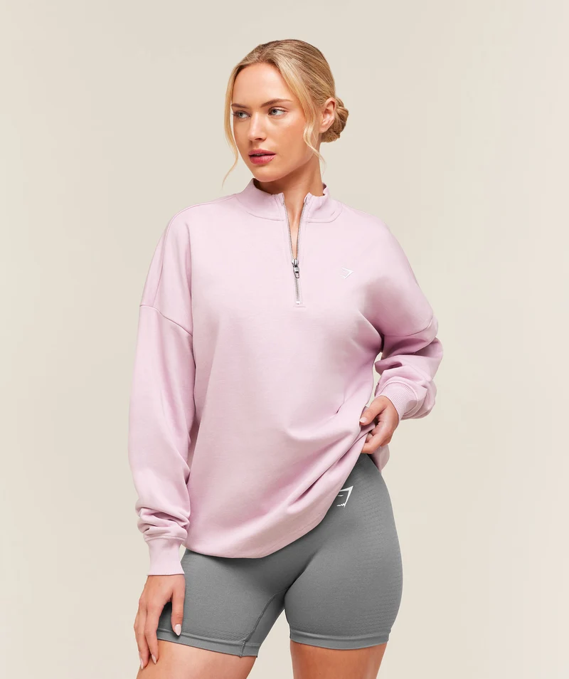 Gymshark Training Oversized 1/4 Zip - Haze Pink