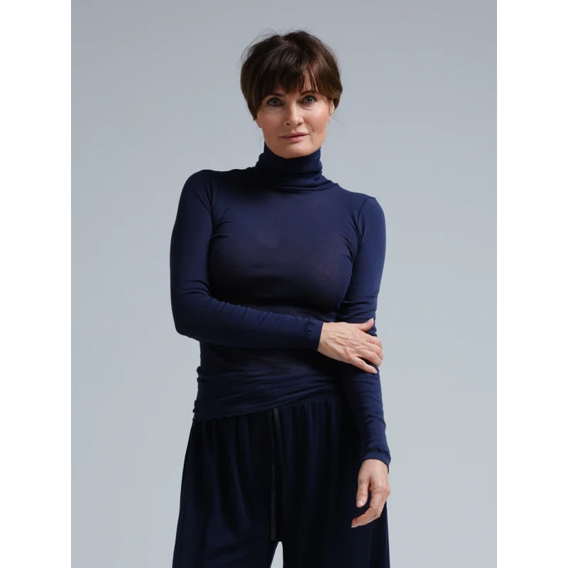 Nouveau Cotton Roll Neck Blouse Night Sky